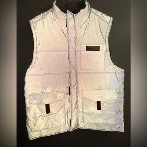 Forever 21 NASA Reflective Puffer Vest Silver Mens XL Utility Spacecore